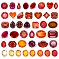 set of gemstones of red and yellow shades of different cuts ruby Ã¢â¬â¹Ã¢â¬â¹garnet Royalty Free Stock Photo